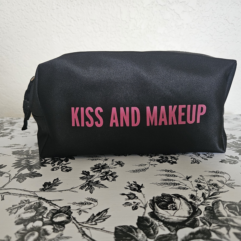 Kate Spade Black Cosmetic Bag with Pink Lettering